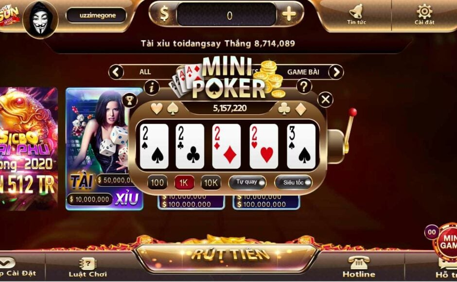 Luật chơi game cơ bản trong quay mini poker